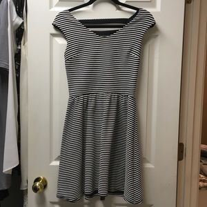Striped A-Line Dress with Cutout Back